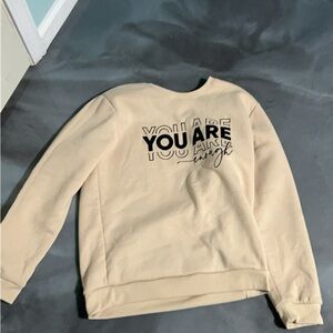 Positive saying tan hoodie size medium